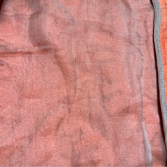 Per Se Linen Silk Embroidery Large Snap Jacket In Orange & Cream Sz 10 - Picture 9 of 16